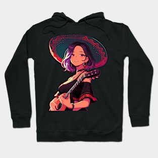 Cinco de mayo anime girls with guitar Hoodie